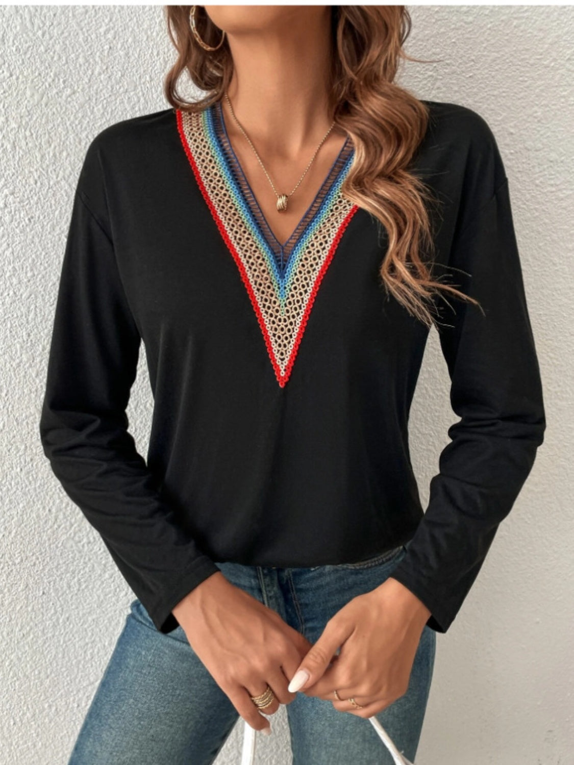 V-Neck Long Sleeve T-Shirt